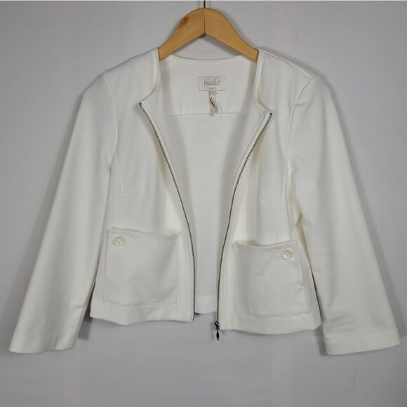 Laundry by Shelli Segal White Zip Crop Jacket - Picture 6 of 8